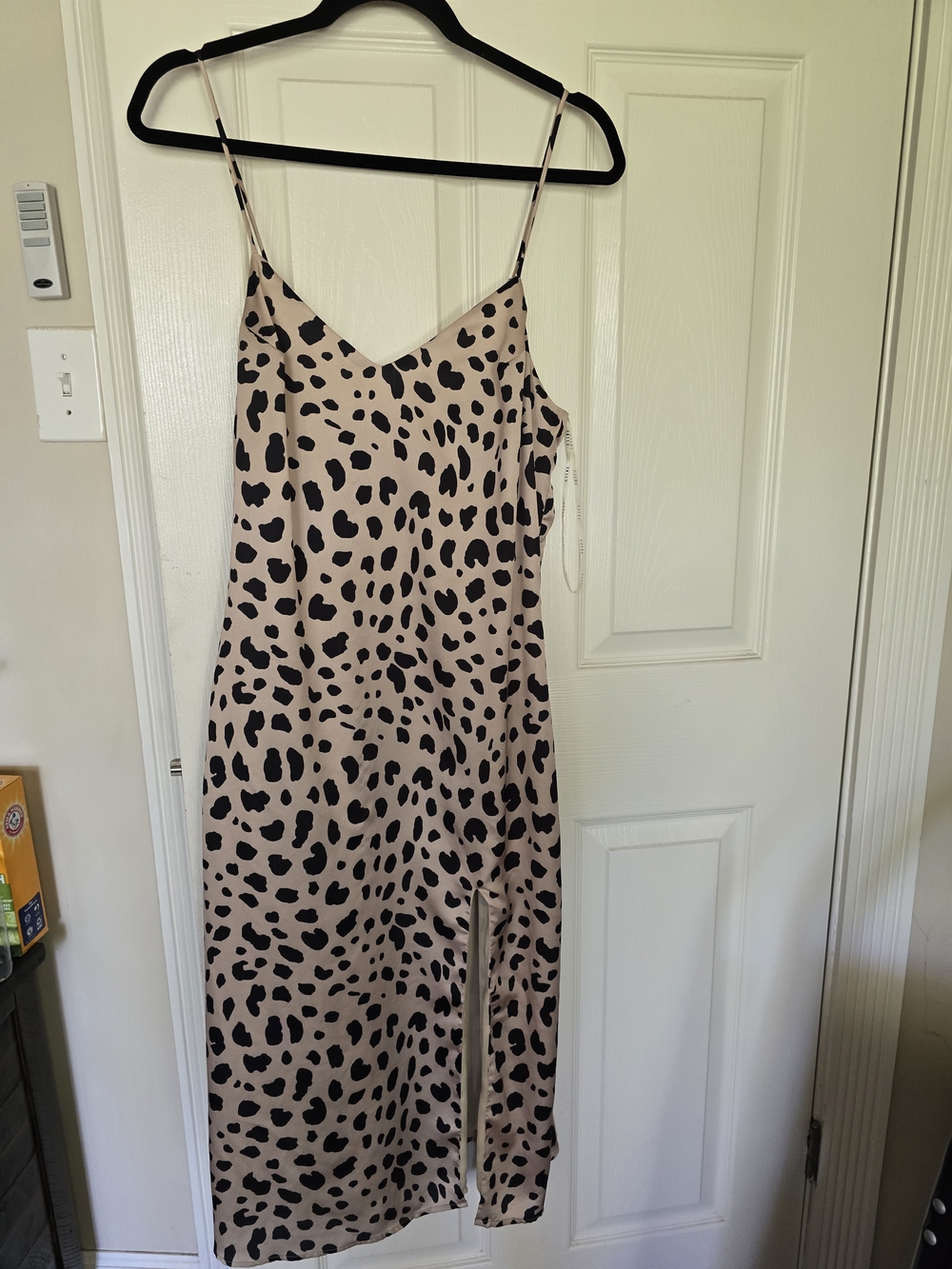VICI Blush and Black Leopard Slip Midi Dress